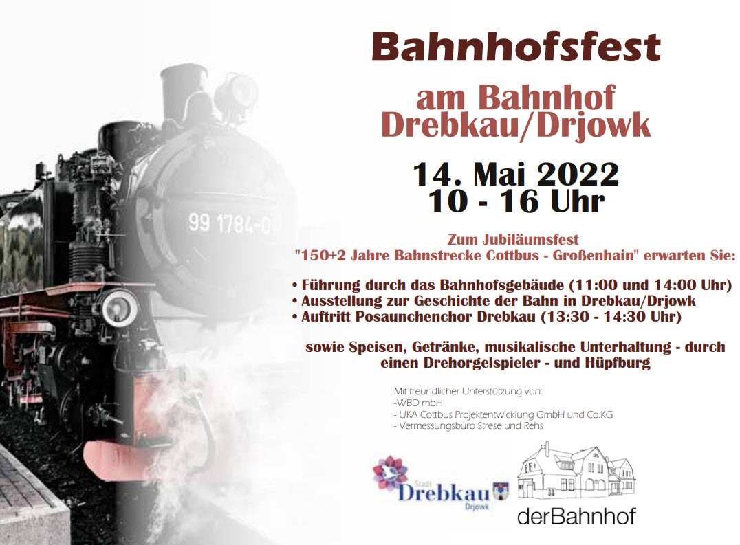 You are currently viewing Bahnhofsfest zum 150(+2)jährigem Jubiläum Bahnstrecke Cottbus-Großenhain